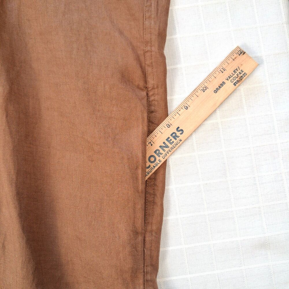 Quince NWT European Linen Short-Sleeve Swing Dress Golden Brown Pintuck Size XL - Picture 4 of 10